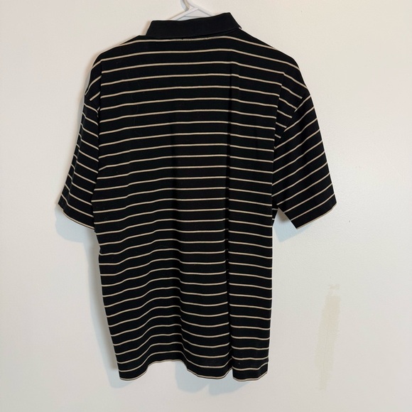 Peter Millar third button up Polo Shirt Mens Large Black white Stripes SZ M - Picture 5 of 9